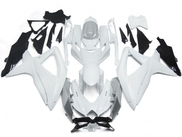 2008-2010 Shining Gloss White With Silver Suzuki GSXR 600-750 Fairings 2008-2010 Shining Gloss White With Silver Suzuki GSXR 600-750 Fairings