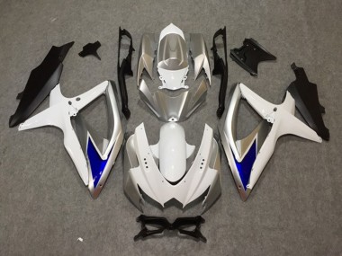 2008-2010 Silver White Blue Suzuki GSXR 600-750 Fairings