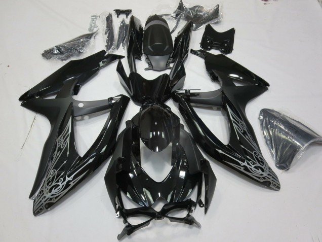 2008-2010 Silver and Black Suzuki GSXR 600-750 Fairings 2008-2010 Silver and Black Suzuki GSXR 600-750 Fairings