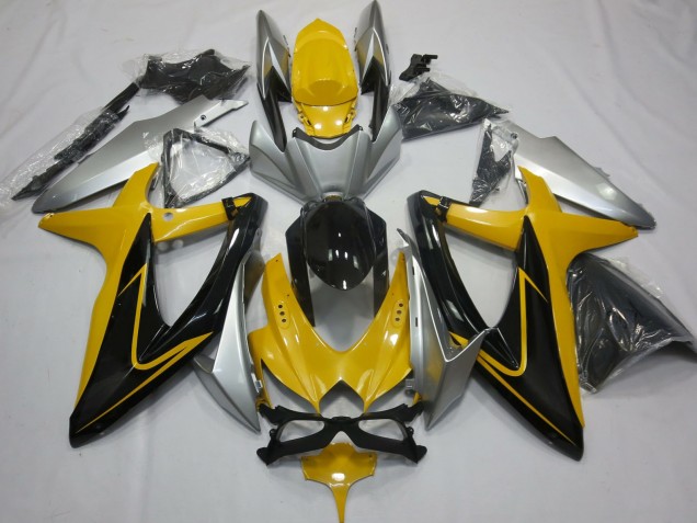 2008-2010 Yellow Black and Silver Suzuki GSXR 600-750 Fairings 2008-2010 Yellow Black and Silver Suzuki GSXR 600-750 Fairings