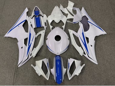 2008-2016 Gloss White and Blue Yamaha R6 Fairings