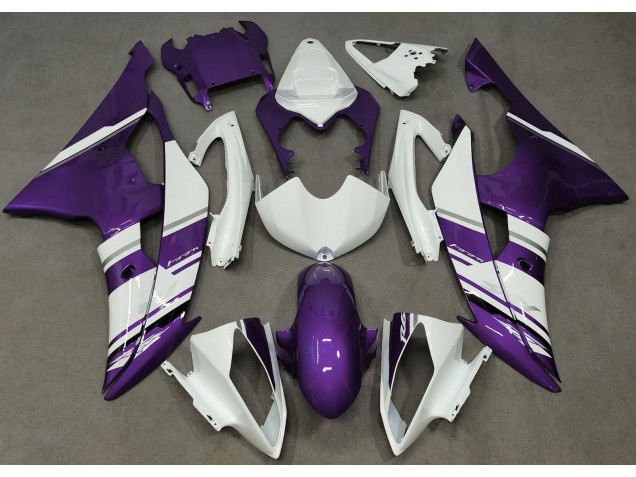 2008-2016 Gloss White and Purple OEM Style Yamaha R6 Fairings