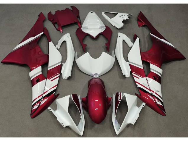 2008-2016 Gloss White and Red OEM Style Yamaha R6 Fairings