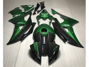 2008-2016 Green w Carbon Style Yamaha R6 Fairings