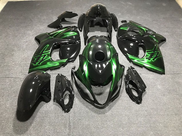2008-2019 Gloss Black and Green Suzuki GSXR 1300 Fairings 2008-2019 Gloss Black and Green Suzuki GSXR 1300 Fairings