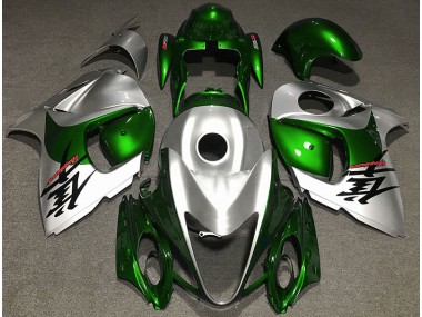 2008-2019 Gloss Green and Silver Suzuki GSXR 1300 Fairings