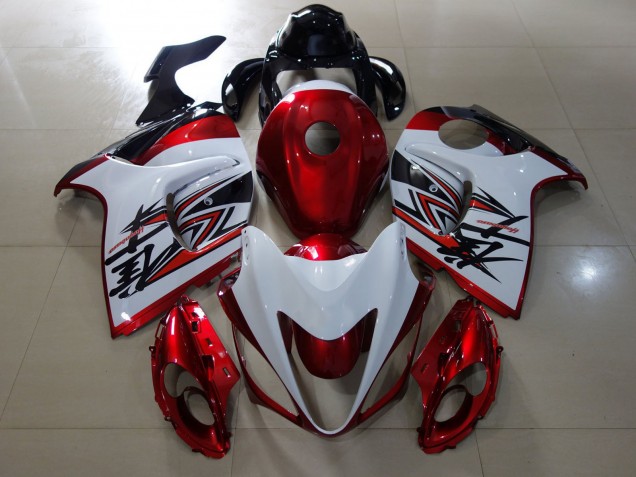 2008-2019 Gloss Red & White Design Suzuki GSXR 1300 Fairings 2008-2019 Gloss Red & White Design Suzuki GSXR 1300 Fairings