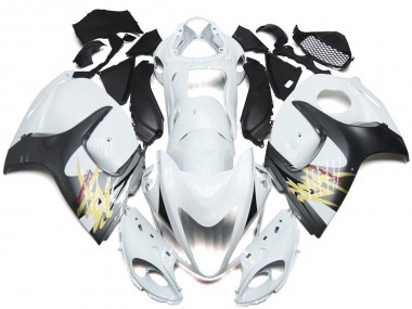 2008-2019 Gloss White with Silver Style Suzuki GSXR 1300 Fairings