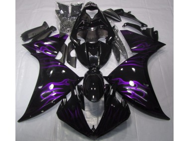 2009-2012 Black & Purple Flame Yamaha R1 Fairings