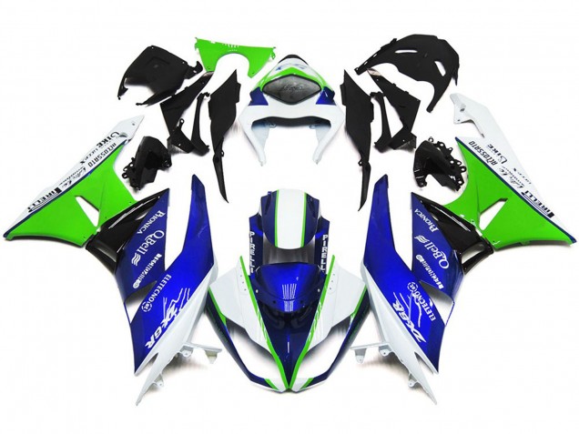 2009-2012 Deep Blue Green and White Kawasaki ZX6R Fairings 2009-2012 Deep Blue Green and White Kawasaki ZX6R Fairings