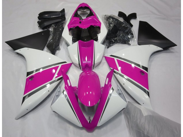 2009-2012 Gloss White and Pink Yamaha R1 Fairings