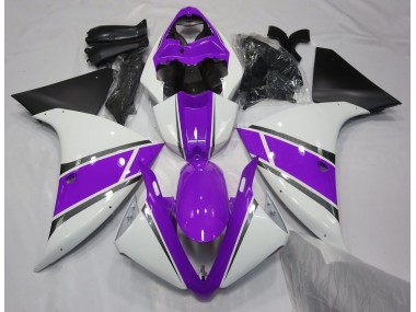 2009-2012 Gloss White and Purple Yamaha R1 Fairings
