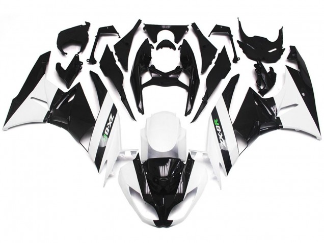 2009-2012 Gloss White and Slick Black Kawasaki ZX6R Fairings