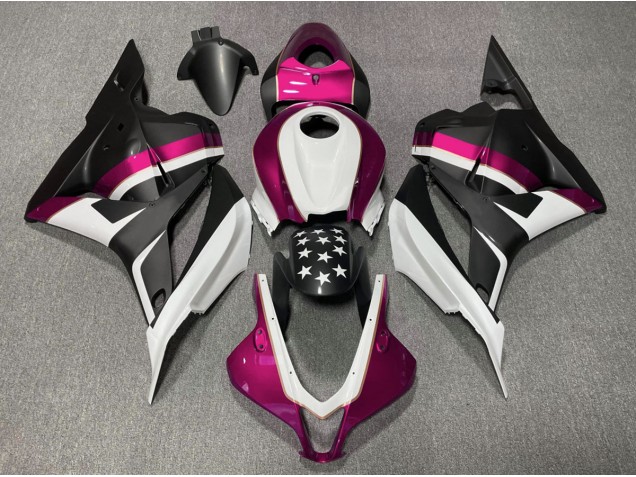 2009-2012 Matte Black and Pink Star Honda CBR600RR Fairings
