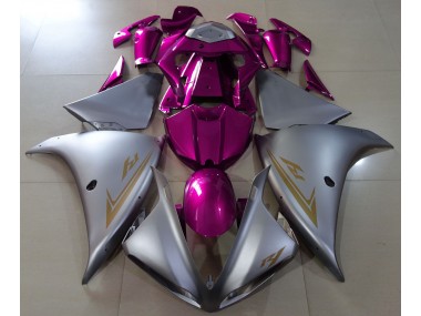 2009-2012 Matte Silver & Pink Yamaha R1 Fairings