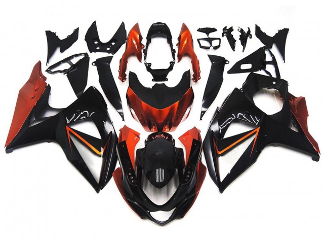 2009-2016 Custom Orange and Black with Silver inlay Suzuki GSXR 1000 Fairings 2009-2016 Custom Orange and Black with Silver inlay Suzuki GSXR 1000 Fairings