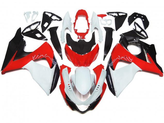 2009-2016 Gloss Red with White and black Suzuki GSXR 1000 Fairings 2009-2016 Gloss Red with White and black Suzuki GSXR 1000 Fairings