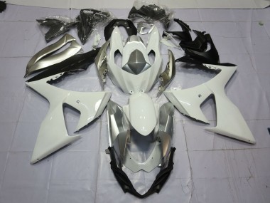 2009-2016 Silver and White Suzuki GSXR 1000 Fairings