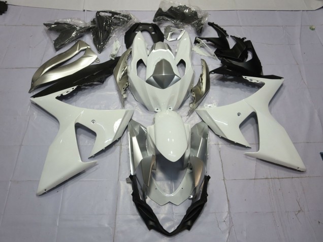 2009-2016 Silver and White Suzuki GSXR 1000 Fairings 2009-2016 Silver and White Suzuki GSXR 1000 Fairings