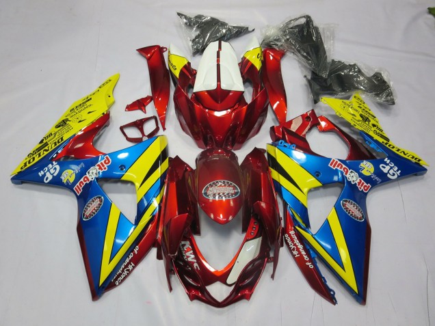 2009-2016 Yellow Red and Blue Suzuki GSXR 1000 Fairings 2009-2016 Yellow Red and Blue Suzuki GSXR 1000 Fairings