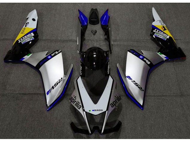 2010-2015 Silver Pirelli & Blue Aprilia RSV4 1000 Fairings 2010-2015 Silver Pirelli & Blue Aprilia RSV4 1000 Fairings
