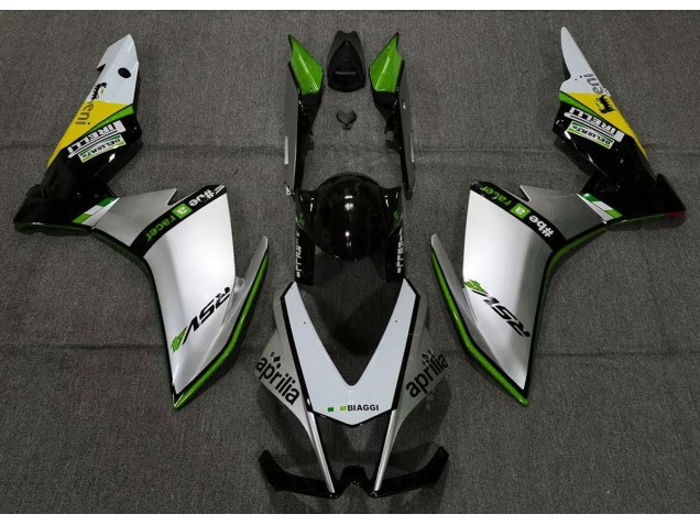 2010-2015 Silver Pirelli & Green Aprilia RSV4 1000 Fairings 2010-2015 Silver Pirelli & Green Aprilia RSV4 1000 Fairings