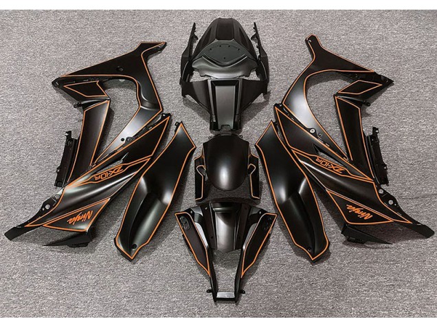 2011-2015 Matte Black & Orange Lining Kawasaki ZX10R Fairings 2011-2015 Matte Black & Orange Lining Kawasaki ZX10R Fairings