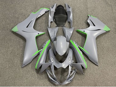 2011-2020 Matte Nardo Gray & Green Accents Suzuki GSXR 600-750 Fairings