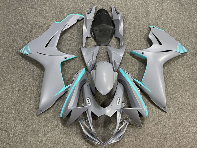 2011-2020 Matte Nardo Gray & Teal Accents Suzuki GSXR 600-750 Fairings 2011-2020 Matte Nardo Gray & Teal Accents Suzuki GSXR 600-750 Fairings