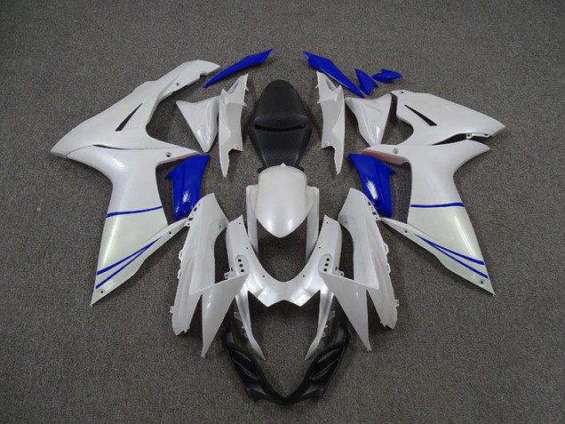 2011-2020 Pearl White and Dark Blue Suzuki GSXR 600-750 Fairings 2011-2020 Pearl White and Dark Blue Suzuki GSXR 600-750 Fairings