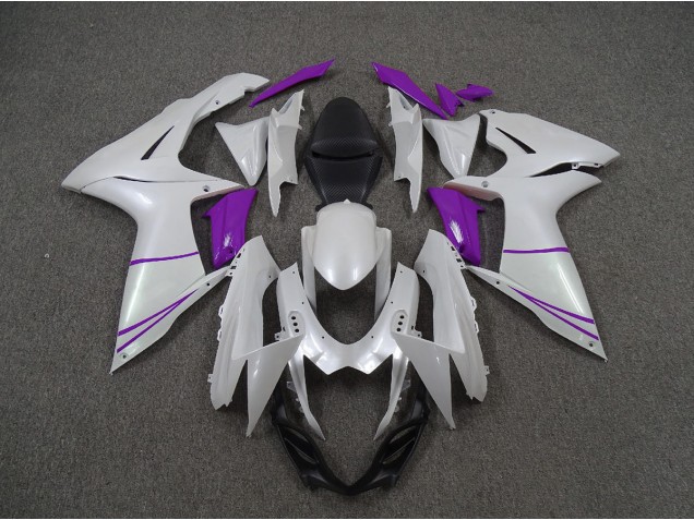 2011-2020 Pearl White and Purple Suzuki GSXR 600-750 Fairings 2011-2020 Pearl White and Purple Suzuki GSXR 600-750 Fairings