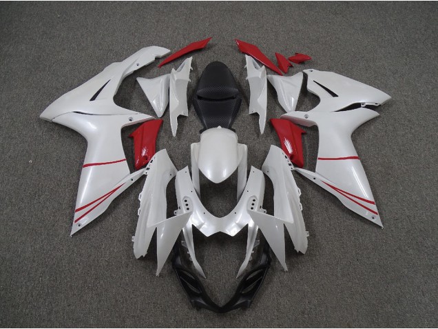 2011-2020 Pearl White and Red Suzuki GSXR 600-750 Fairings 2011-2020 Pearl White and Red Suzuki GSXR 600-750 Fairings