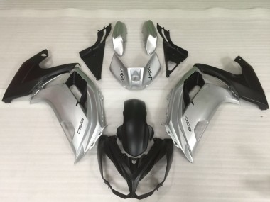 2012-2016 Silver and Black Kawasaki Ninja 650R Fairings