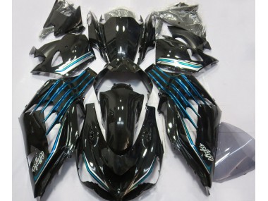 2012-2019 Gloss Black & Light Blue Kawasaki ZX14R Fairings