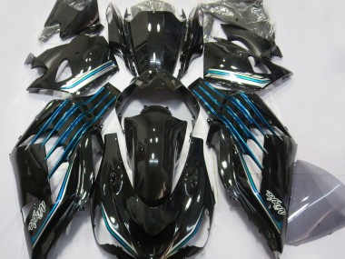 2012-2019 Gloss Black & Light Blue Kawasaki ZX14R Fairings
