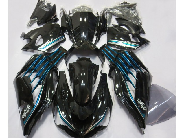 2012-2019 Gloss Black & Light Blue Kawasaki ZX14R Fairings