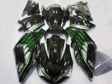 2012-2019 Gloss Black with Green Kawasaki ZX14R Fairings