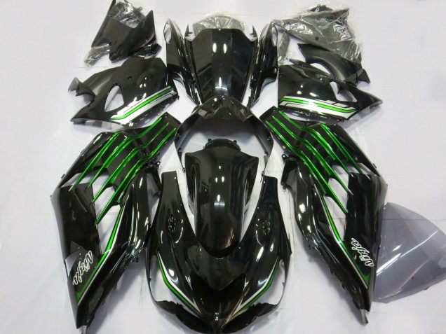 2012-2019 Gloss Black with Green Kawasaki ZX14R Fairings 2012-2019 Gloss Black with Green Kawasaki ZX14R Fairings