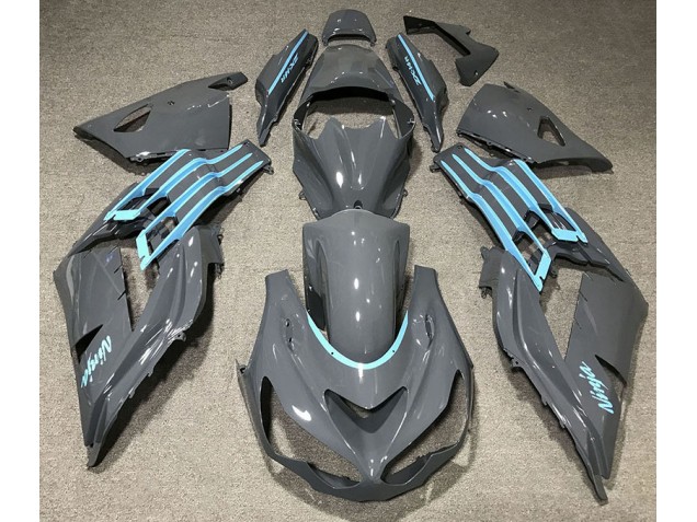 2012-2019 Gloss Grey & Light Blue Kawasaki ZX14R Fairings 2012-2019 Gloss Grey & Light Blue Kawasaki ZX14R Fairings