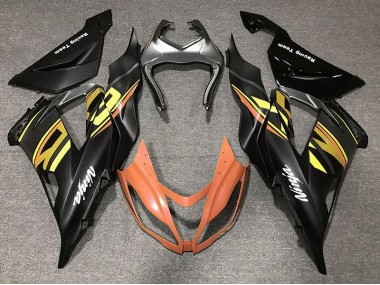 2013-2018 Gloss Black & Orange Kawasaki ZX6R Fairings