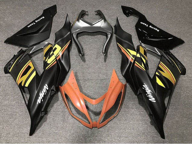 2013-2018 Gloss Black & Orange Kawasaki ZX6R Fairings