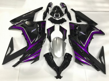 2013-2018 Gloss Black & Purple Kawasaki Ninja 300 Fairings