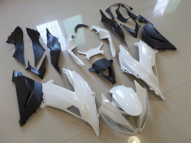 2013-2018 Gloss White Black Kawasaki ZX6R Fairings