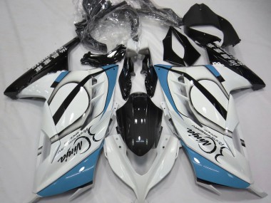 2013-2018 Gloss White & Light Blue Kawasaki Ninja 300 Fairings