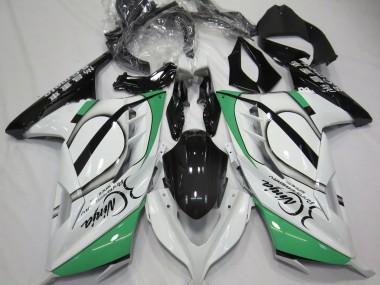 2013-2018 Gloss White and Green Kawasaki Ninja 300 Fairings