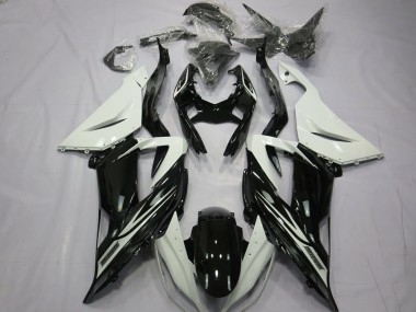 2013-2018 Plain Gloss Black White Kawasaki ZX6R Fairings