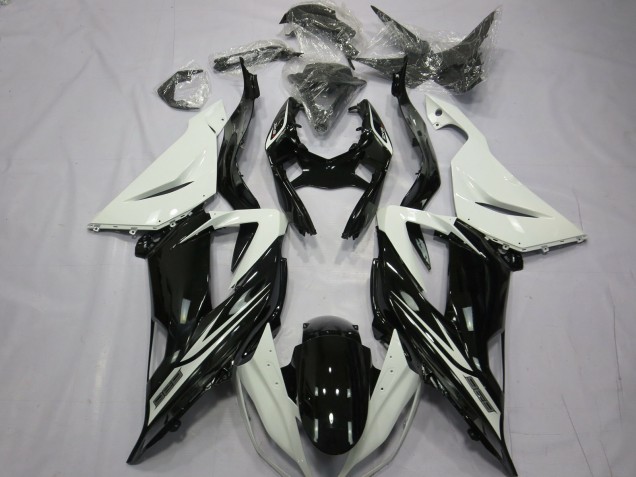2013-2018 Plain Gloss Black White Kawasaki ZX6R Fairings 2013-2018 Plain Gloss Black White Kawasaki ZX6R Fairings