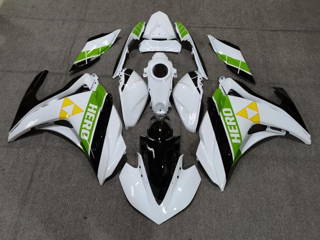 2015-2018 Gloss White Black and Green Yamaha R3 Fairings 2015-2018 Gloss White Black and Green Yamaha R3 Fairings