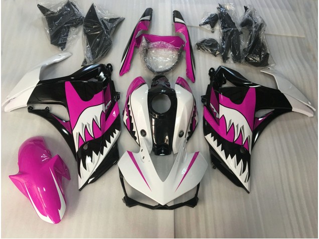 2015-2018 Pink and White Shark Yamaha R3 Fairings 2015-2018 Pink and White Shark Yamaha R3 Fairings