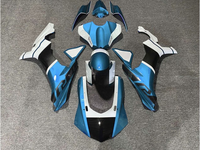 2015-2019 Light Blue & Carbon Fiber Accents Yamaha R1 Fairings 2015-2019 Light Blue & Carbon Fiber Accents Yamaha R1 Fairings